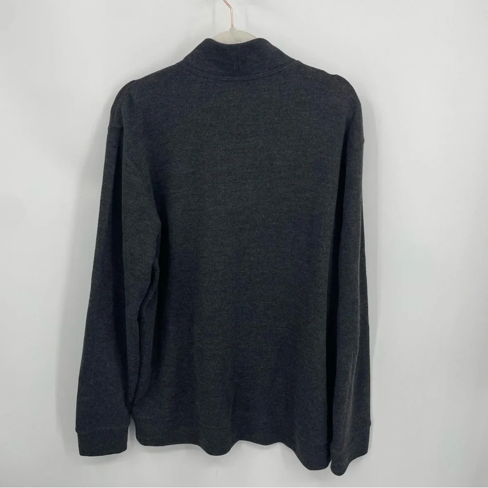 Land's End 1/4 Zip Gray Sweatshirt Cotton Blend Pullover‎ Mens Sz XL